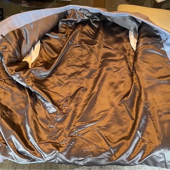 Marzotto Sartoriale Fine Italian Wool Light Blue Windowpane Jacket Size 40R - Picture 13 of 16